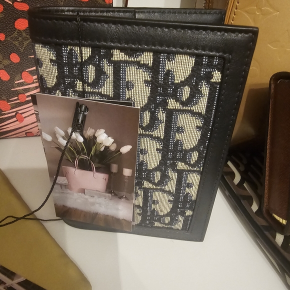 Dior Handbags - Dior Navy and Cream Logo Canvas Cover with Black Trim